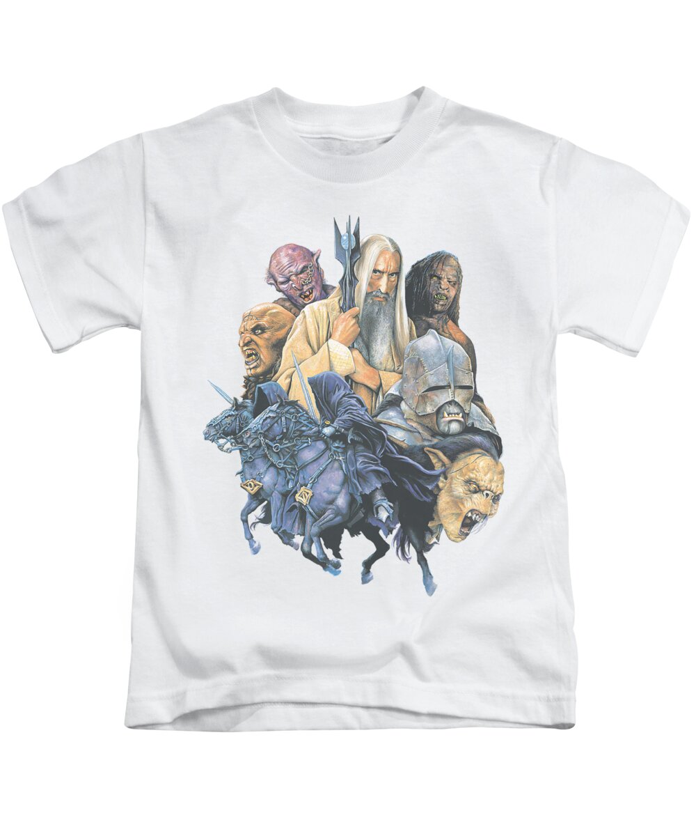  Kids T-Shirt featuring the digital art Lor - Collage Of Evil by Brand A
