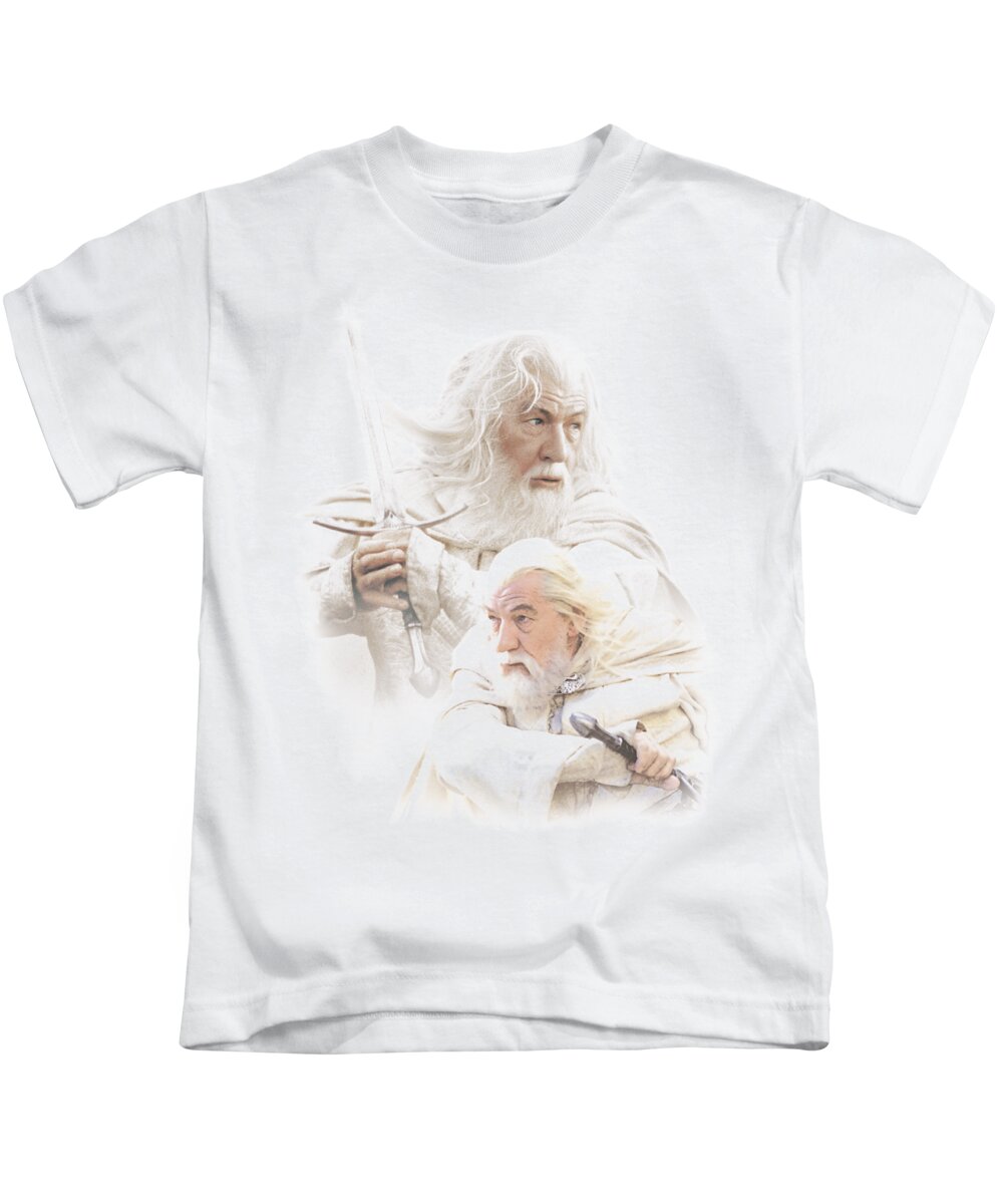  Kids T-Shirt featuring the digital art Lor - Gandalf The White by Brand A