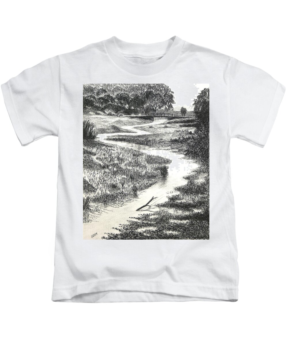 Louisiana Kids T-Shirt featuring the drawing Louisiana Bayou by Garry McMichael