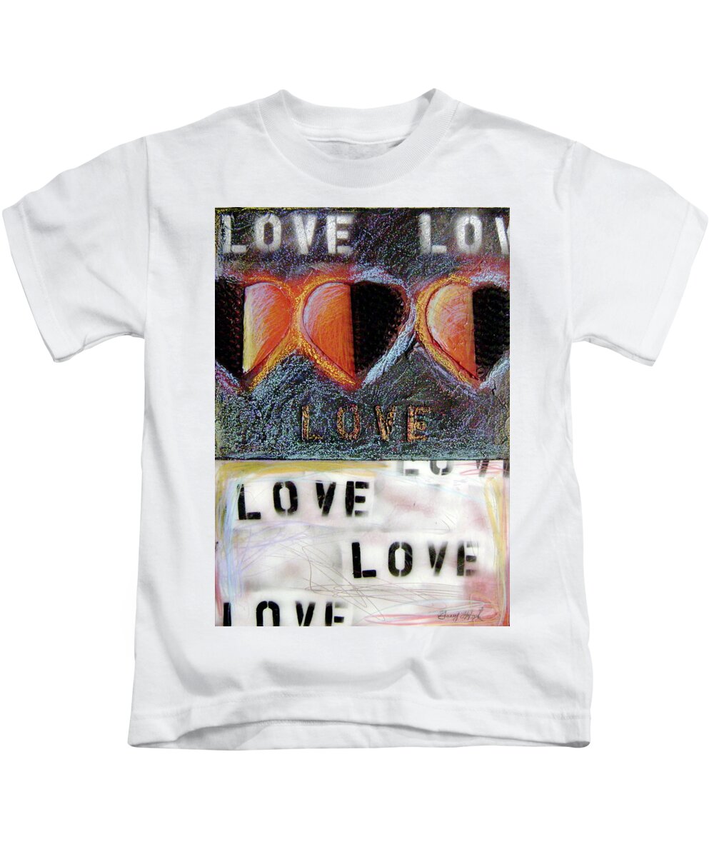 Red Hearts Kids T-Shirt featuring the painting Love by Gerry High