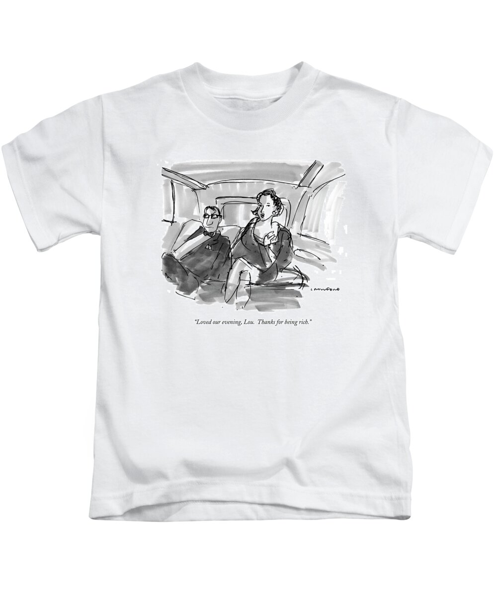 Relationships Kids T-Shirt featuring the drawing Loved Our Evening by Michael Crawford