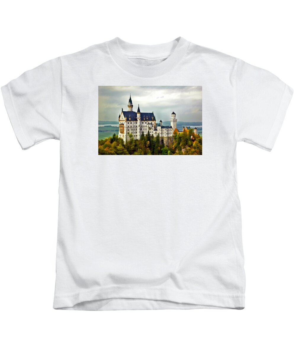  German Castle Kids T-Shirt featuring the photograph Neuschwanstein Castle in Bavaria Germany by Ginger Wakem
