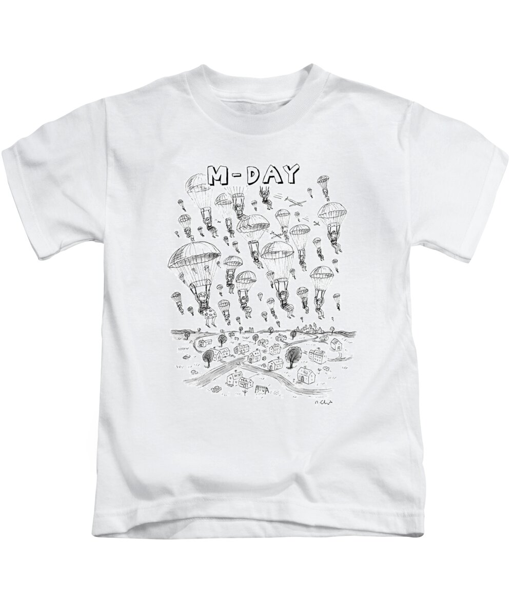 Parachutes Kids T-Shirt featuring the drawing 'm-day' by Roz Chast