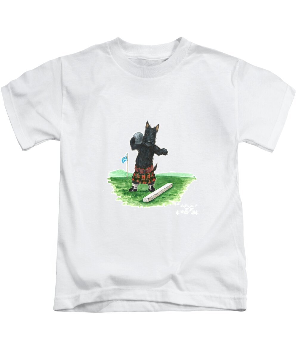 Painting Kids T-Shirt featuring the painting MacDuff and the Olympics by Margaryta Yermolayeva