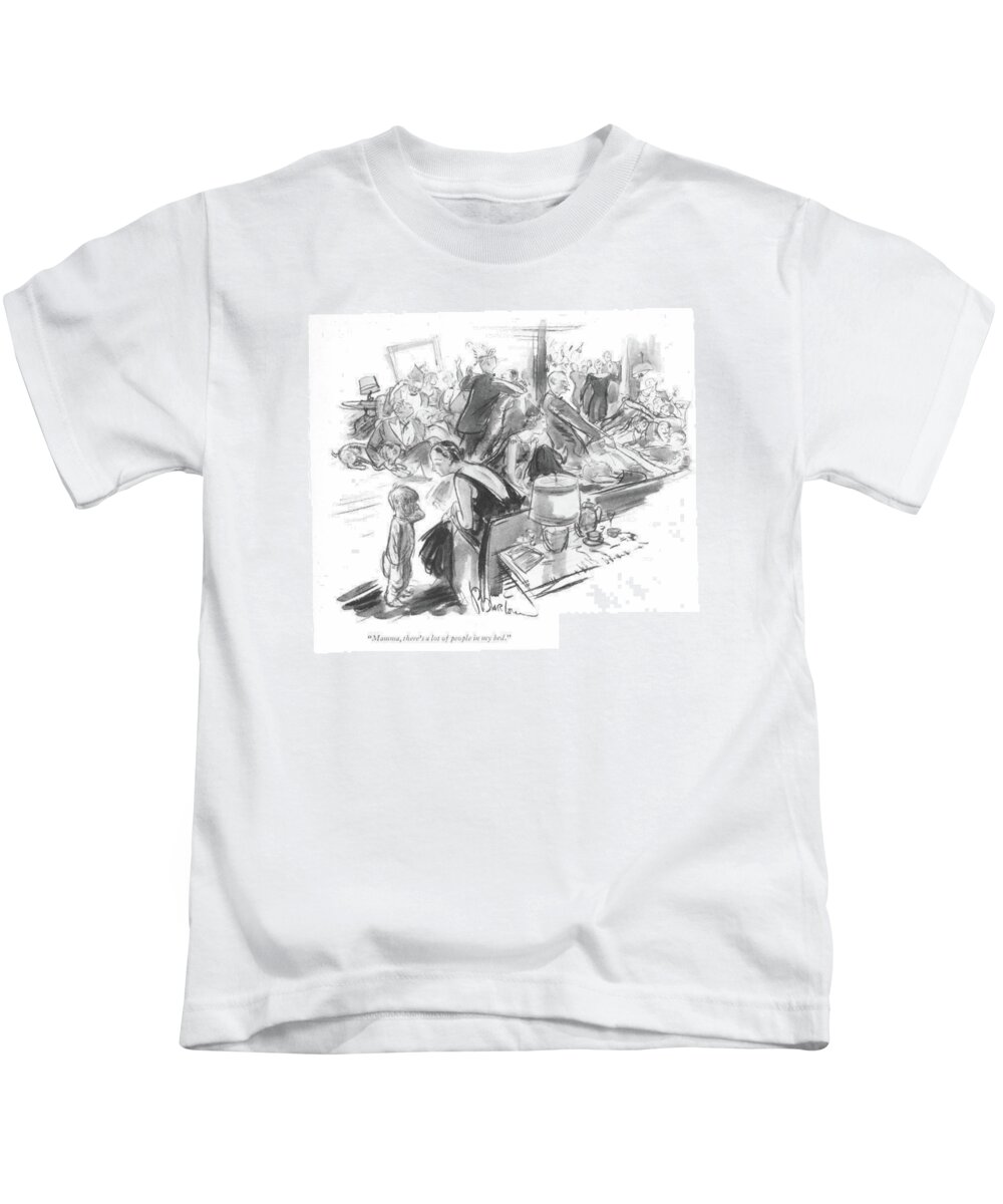 106020 Pba Perry Barlow Kids T-Shirt featuring the drawing There's A Lot Of People In My Bed by Perry Barlow