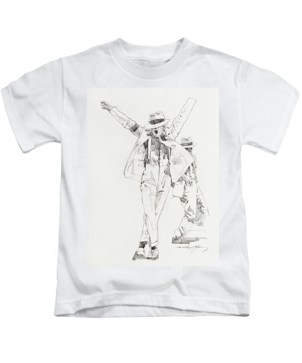 Michael Jackson Kids T-Shirt featuring the drawing Michael Smooth Criminal by David Lloyd Glover