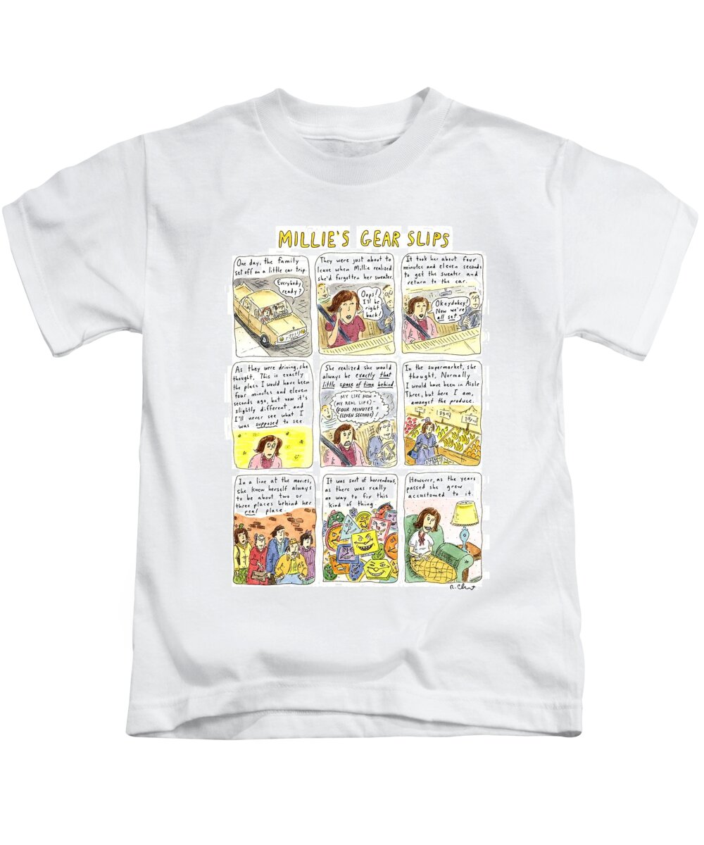 Auto Kids T-Shirt featuring the drawing Millie's Gear Slips by Roz Chast