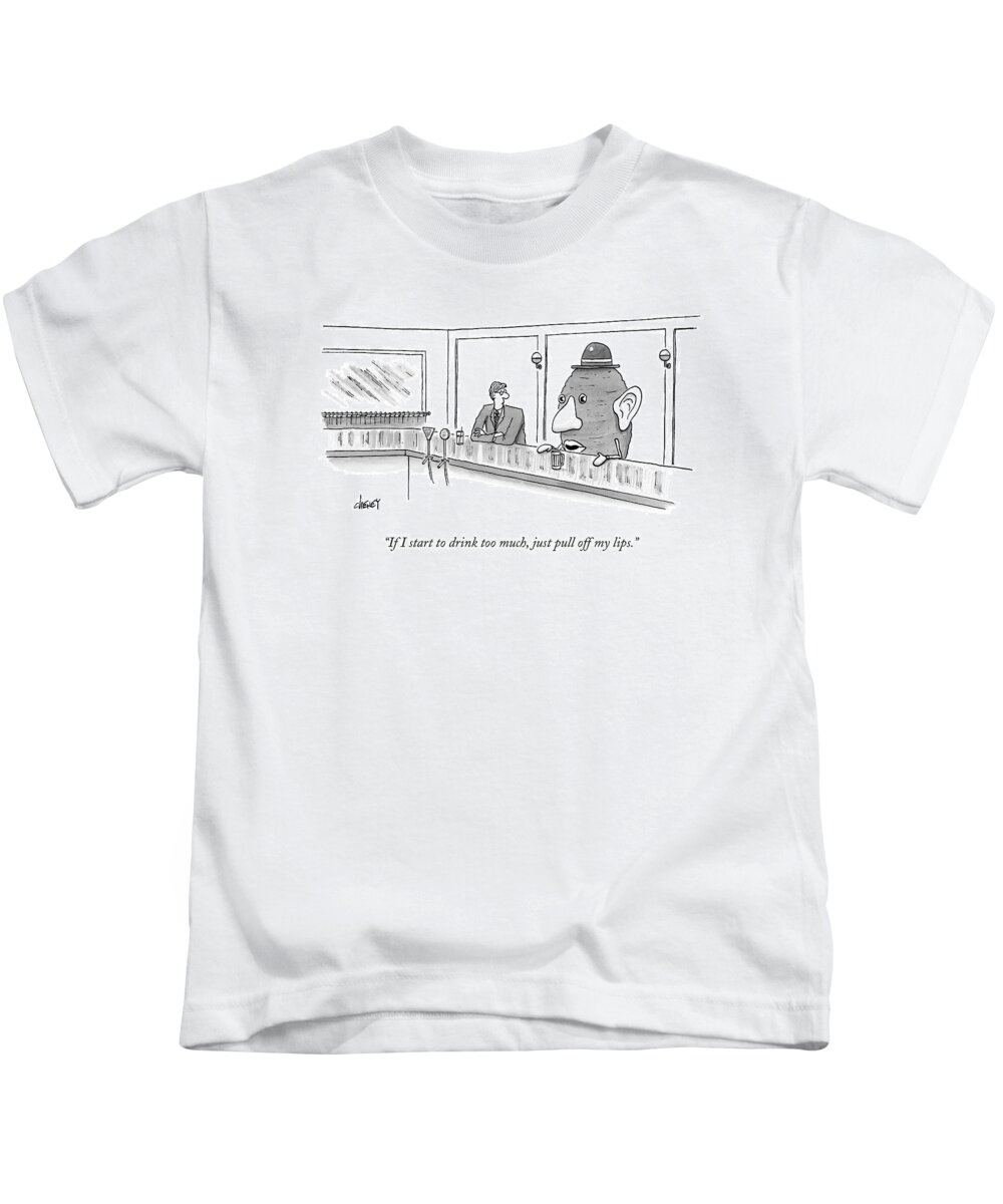 Bar Kids T-Shirt featuring the drawing Mr. Potato Head by Tom Cheney