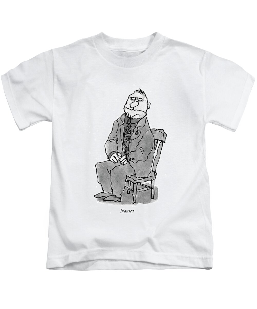 118784 Wst William Steig Nausea
 (eight Drawings Depicting Exhaustion Kids T-Shirt featuring the drawing Nausea by William Steig