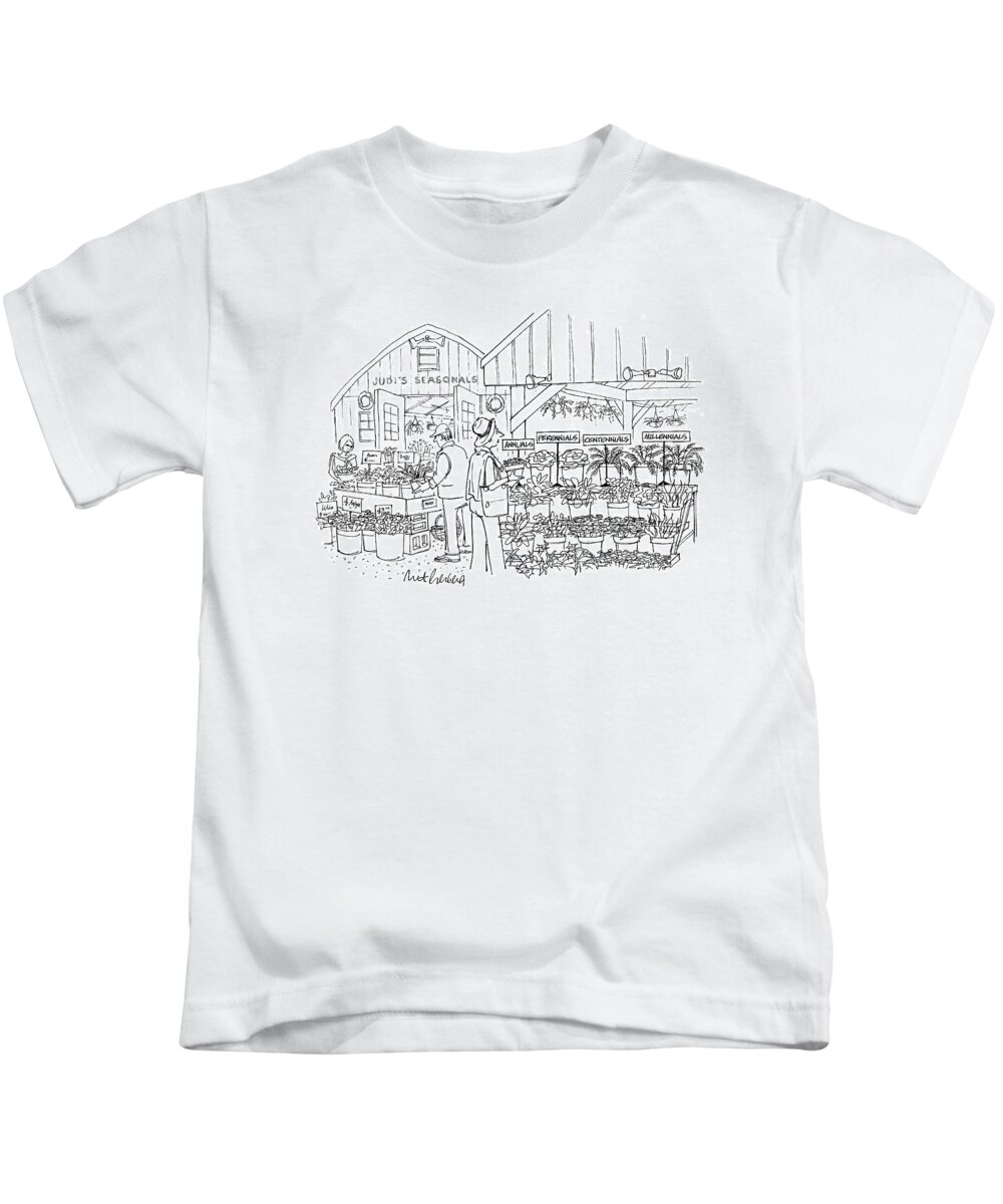 Millennials Kids T-Shirt featuring the drawing New Yorker April 12th, 1999 by Mort Gerberg