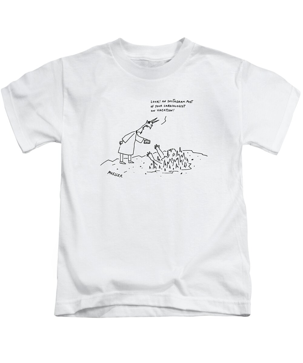 Devil Kids T-Shirt featuring the drawing New Yorker April 24th, 2017 by Peter Mueller