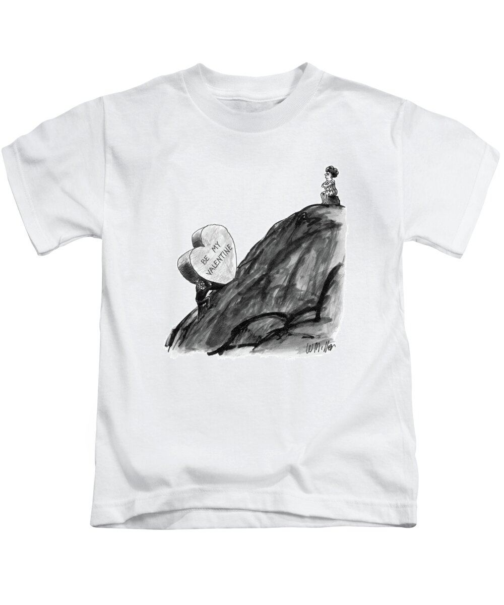 No Caption Kids T-Shirt featuring the drawing New Yorker February 16th, 1987 by Warren Miller