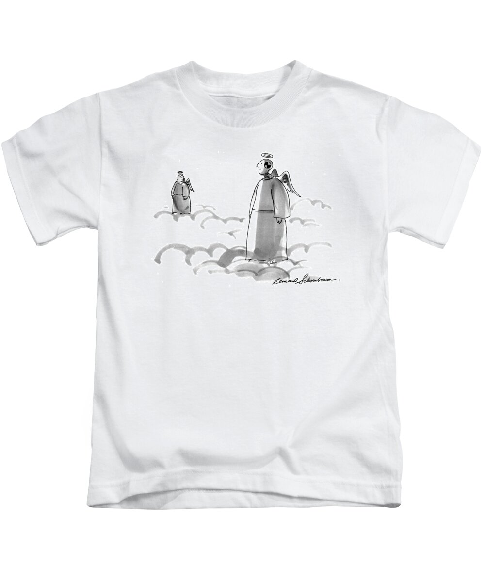 (a Crash-test Dummy In Heaven.) Death Autos Kids T-Shirt featuring the drawing New Yorker February 21st, 1994 by Bernard Schoenbaum