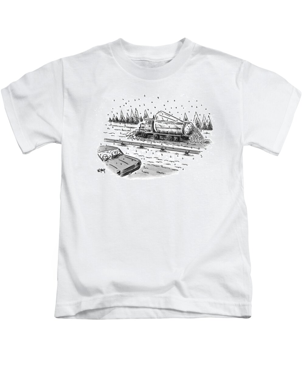 Winter Kids T-Shirt featuring the drawing New Yorker February 22nd, 1999 by Christopher Weyant