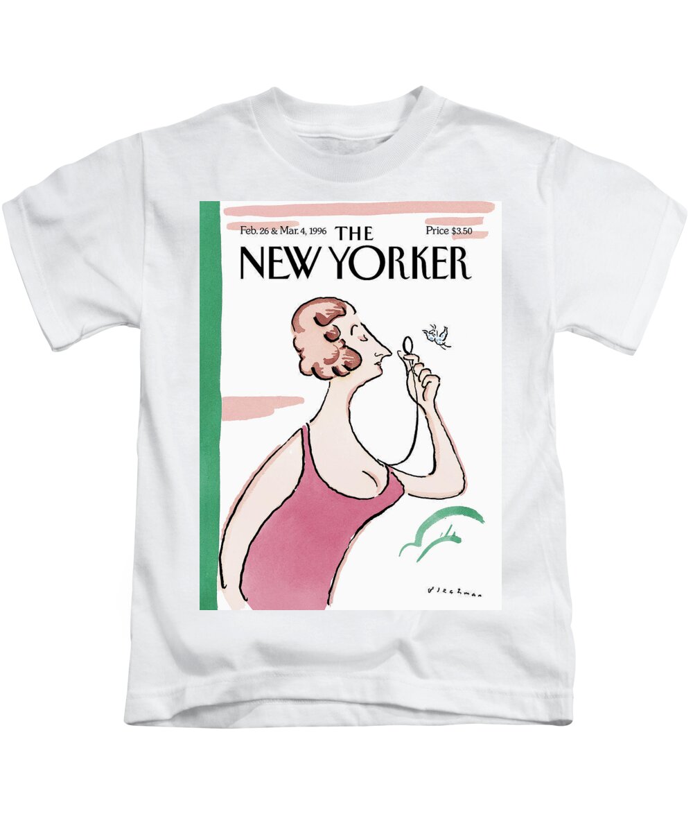 Eustacia Tilley Kids T-Shirt featuring the painting New Yorker February 26th, 1996 by RO Blechman