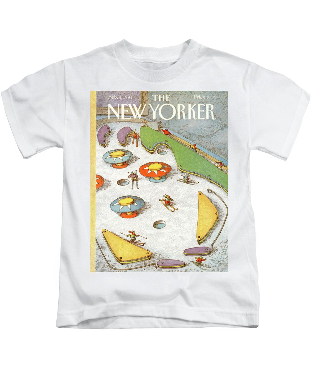 Entertainment Kids T-Shirt featuring the painting New Yorker February 4th, 1991 by John O'Brien