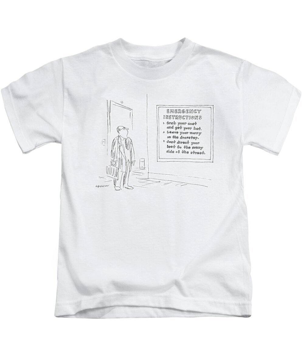 Offices Kids T-Shirt featuring the drawing New Yorker January 10th, 1977 by James Stevenson