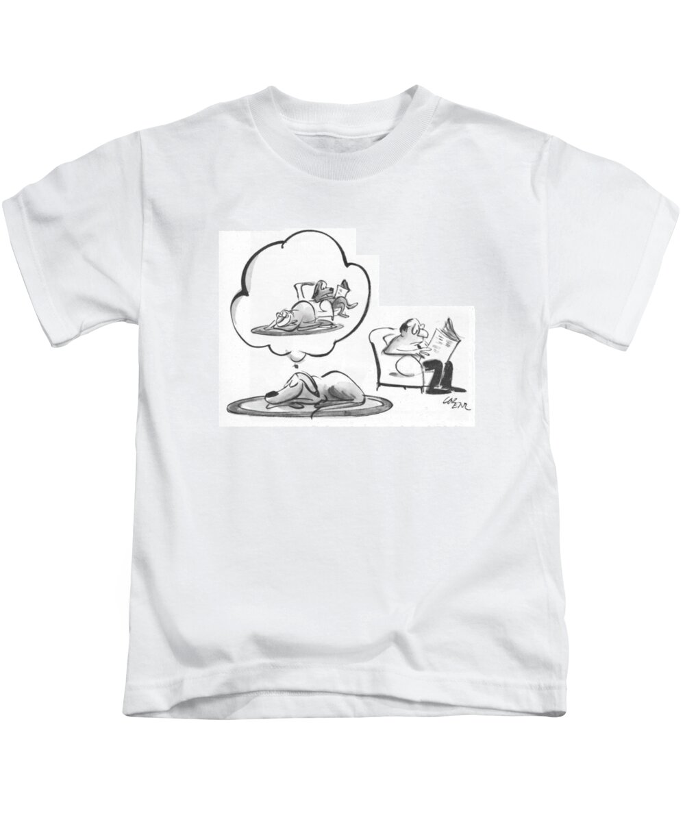 78997 Llo Lee Lorenz (dog Kids T-Shirt featuring the drawing New Yorker January 31st, 1970 by Lee Lorenz