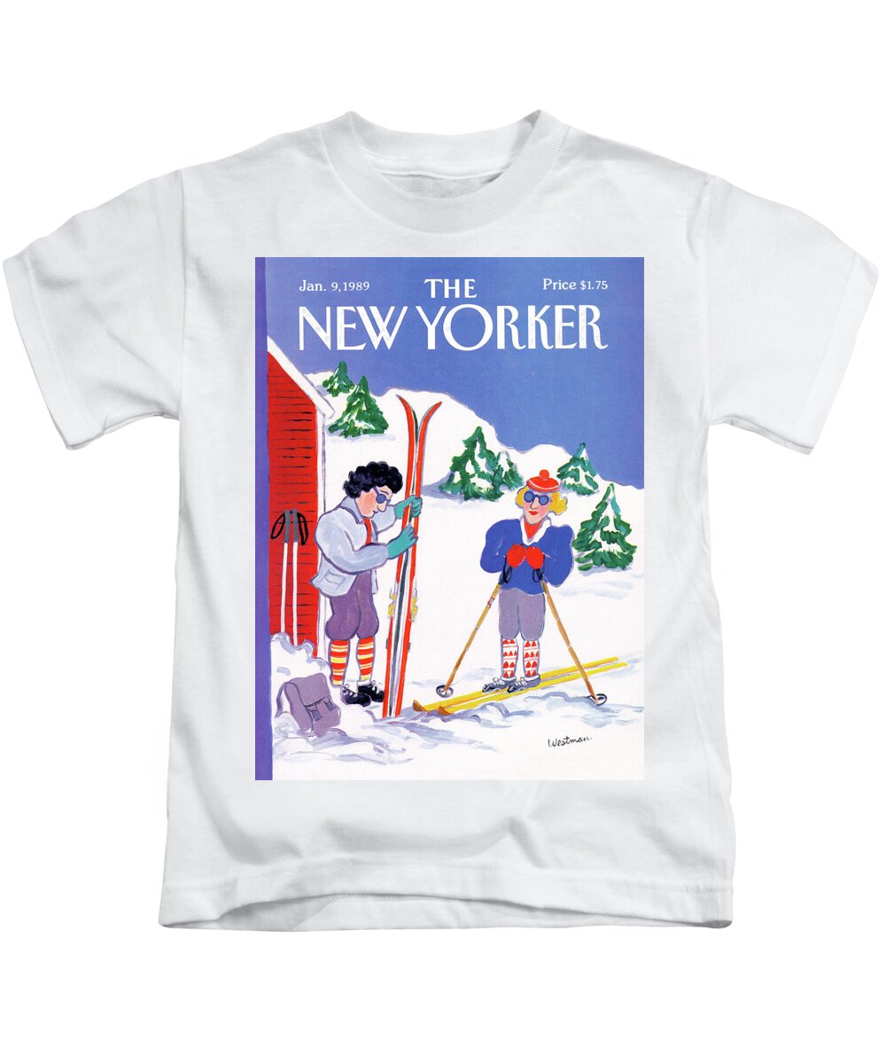 (a Couple Kids T-Shirt featuring the painting New Yorker January 9th, 1989 by Barbara Westman