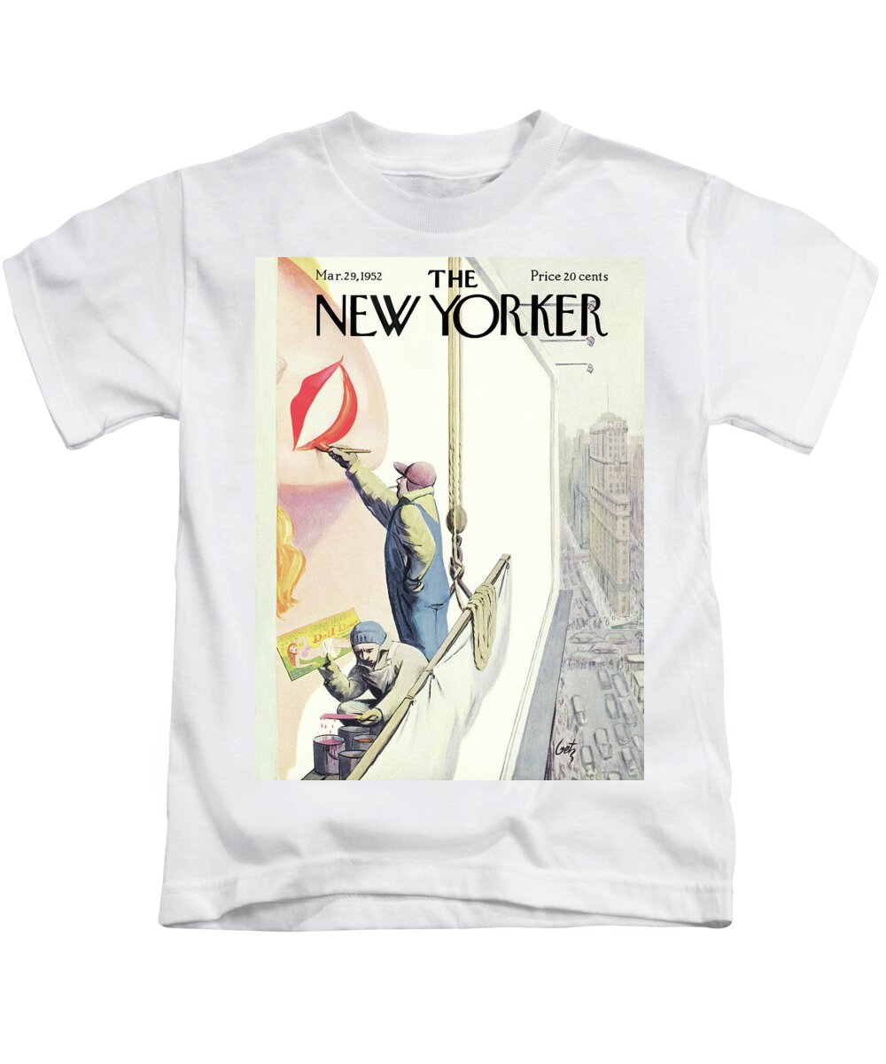 Advertising Kids T-Shirt featuring the painting New Yorker March 29th, 1952 by Arthur Getz