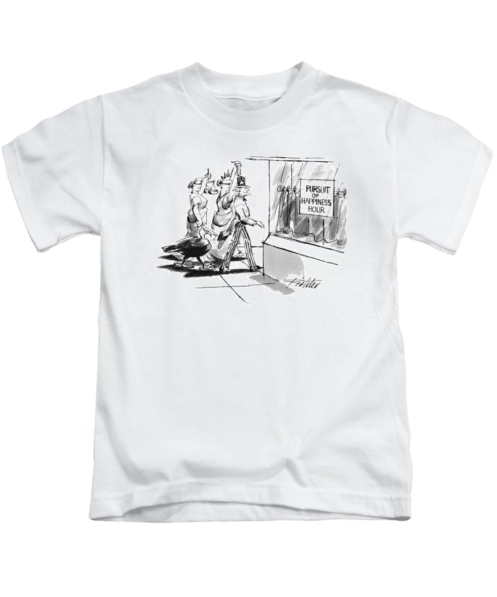 Government Kids T-Shirt featuring the drawing New Yorker November 28th, 1994 by Mischa Richter