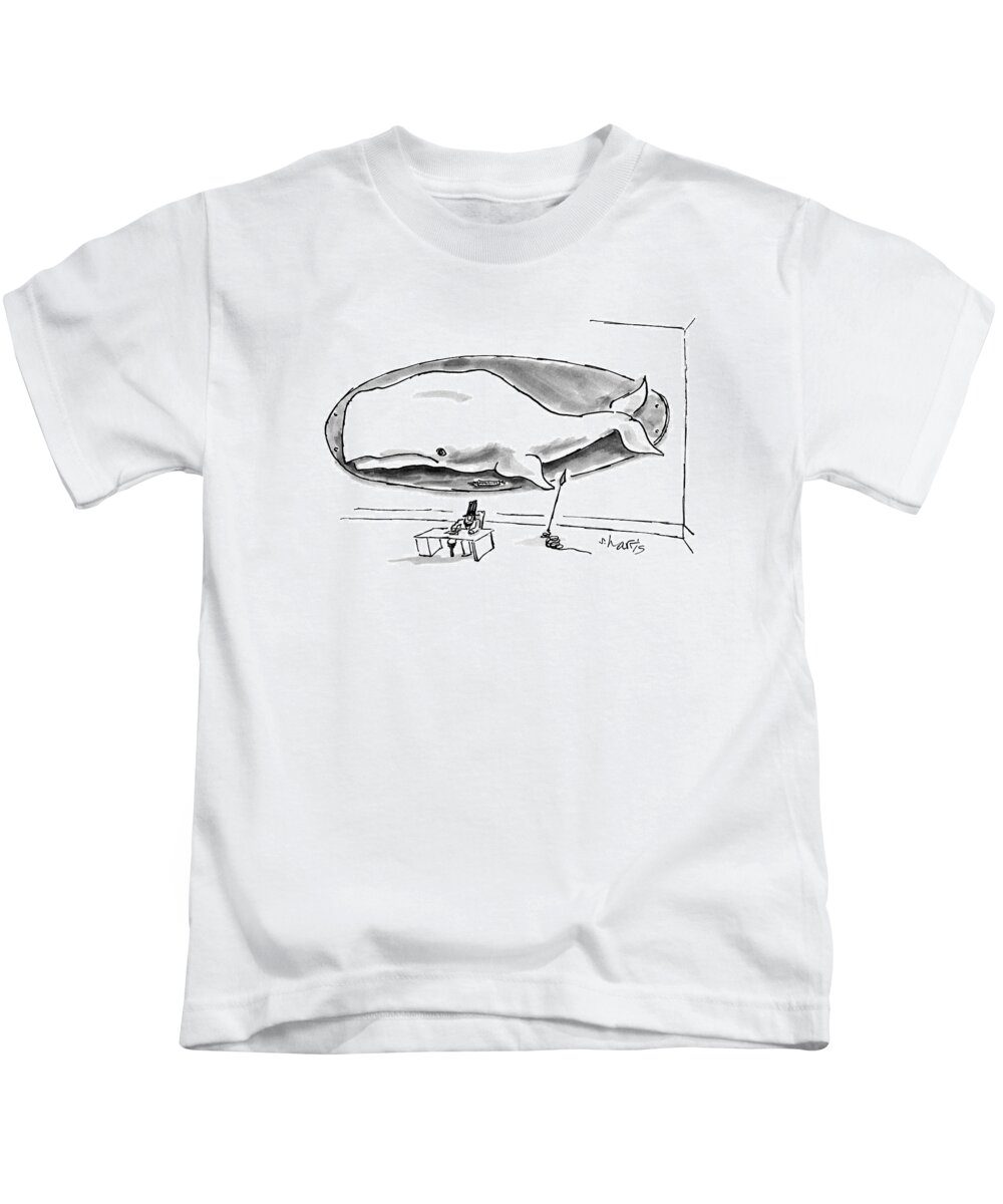 Fishing Kids T-Shirt featuring the drawing New Yorker October 29th, 1990 by Sidney Harris