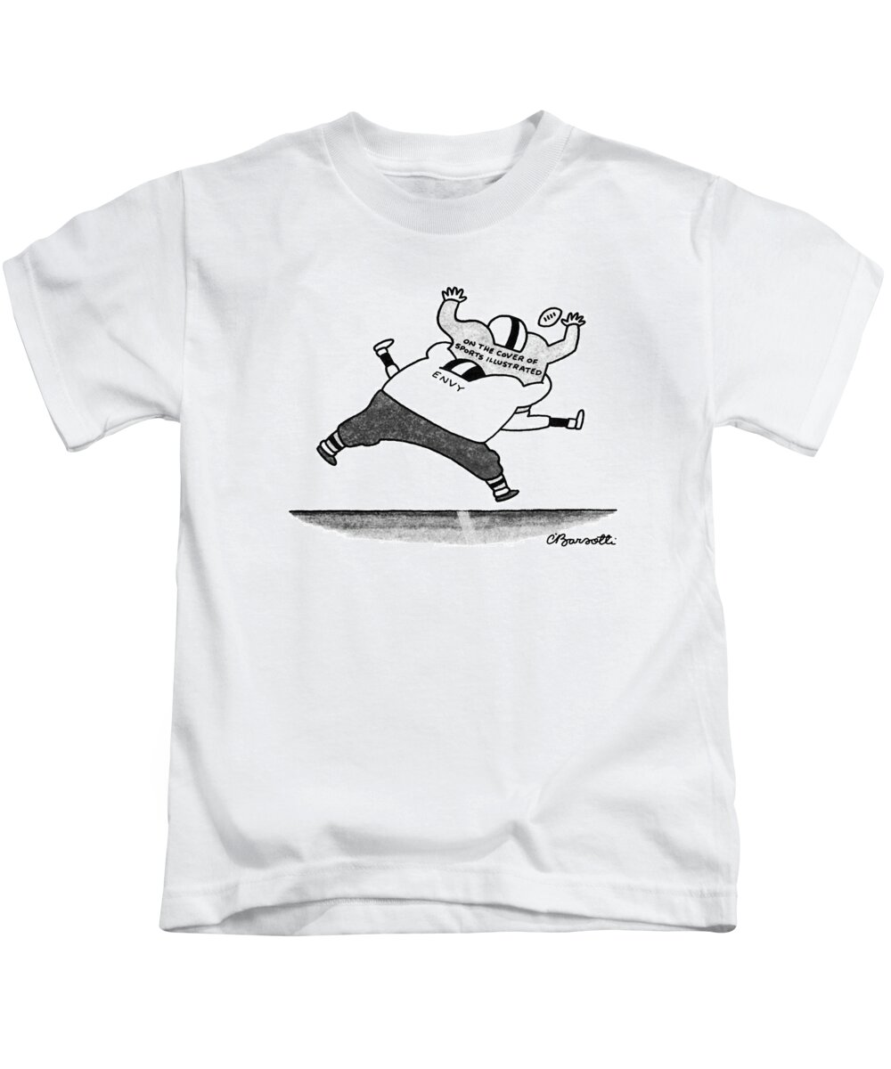 No Caption
A Player With A Football Shirt Reading Tackles A Player With A Shirt Reading 
No Caption
A Player With A Football Shirt Reading Tackles A Player With A Shirt Reading 
Sports Kids T-Shirt featuring the drawing New Yorker September 28th, 1987 by Charles Barsotti