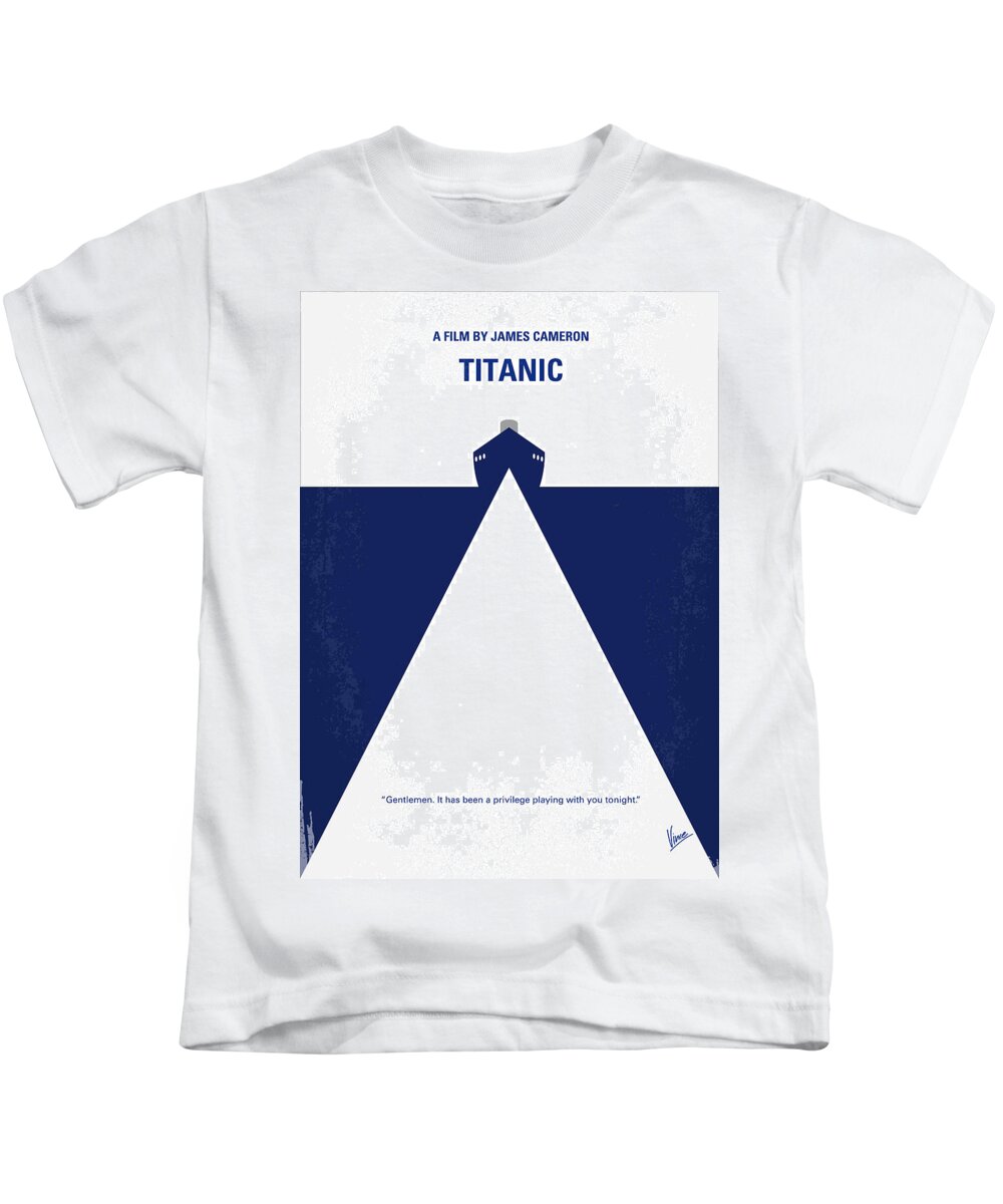 Titanic Kids T-Shirt featuring the digital art No100 My Titanic minimal movie poster by Chungkong Art