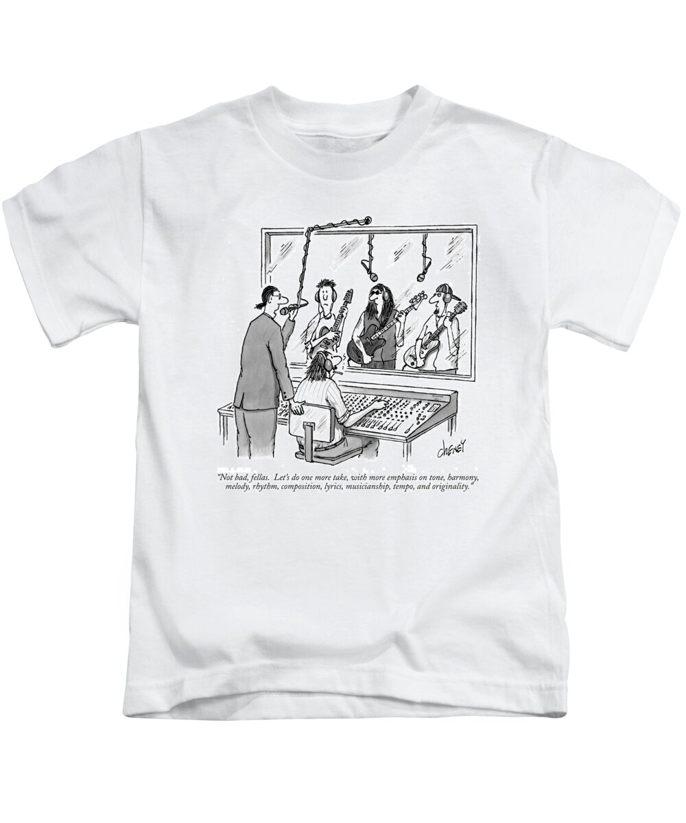 Rock & Roll (& Variations) Kids T-Shirt featuring the drawing Not Bad, Fellas. Let's Do One More Take by Tom Cheney