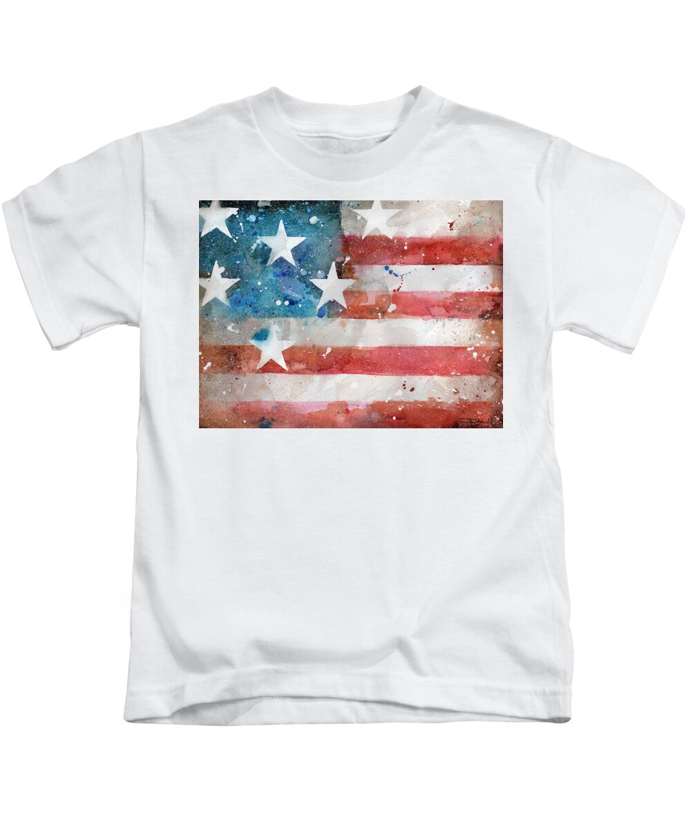 Watercolor Kids T-Shirt featuring the painting Old Glory by Sean Parnell