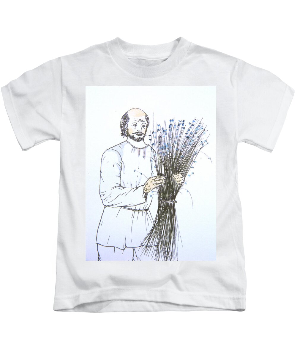 Maiden And The Tsar Kids T-Shirt featuring the photograph Old Man and Flax by Marwan George Khoury