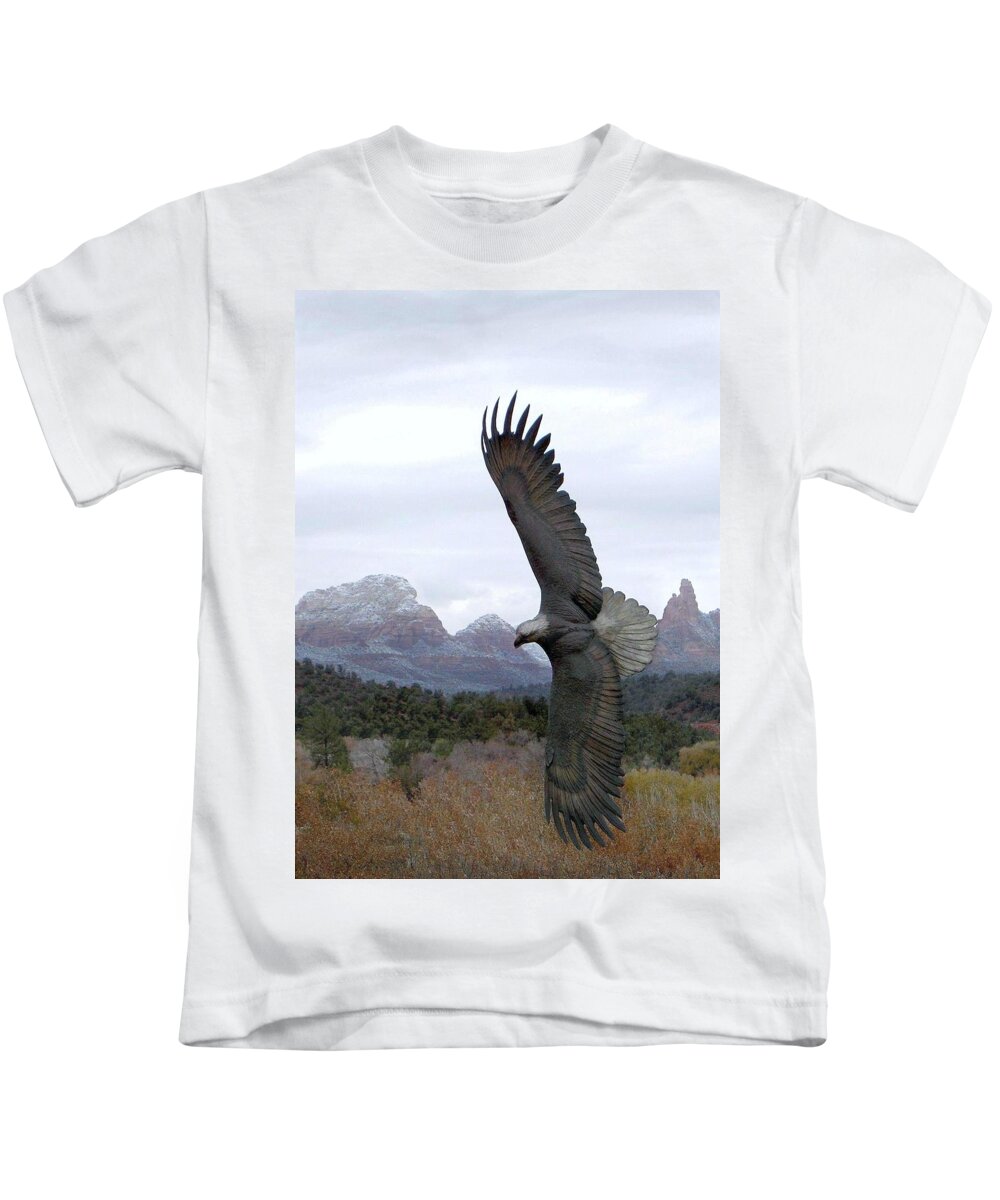 Eagle Kids T-Shirt featuring the photograph On eagles wings by Carolyn Jacob