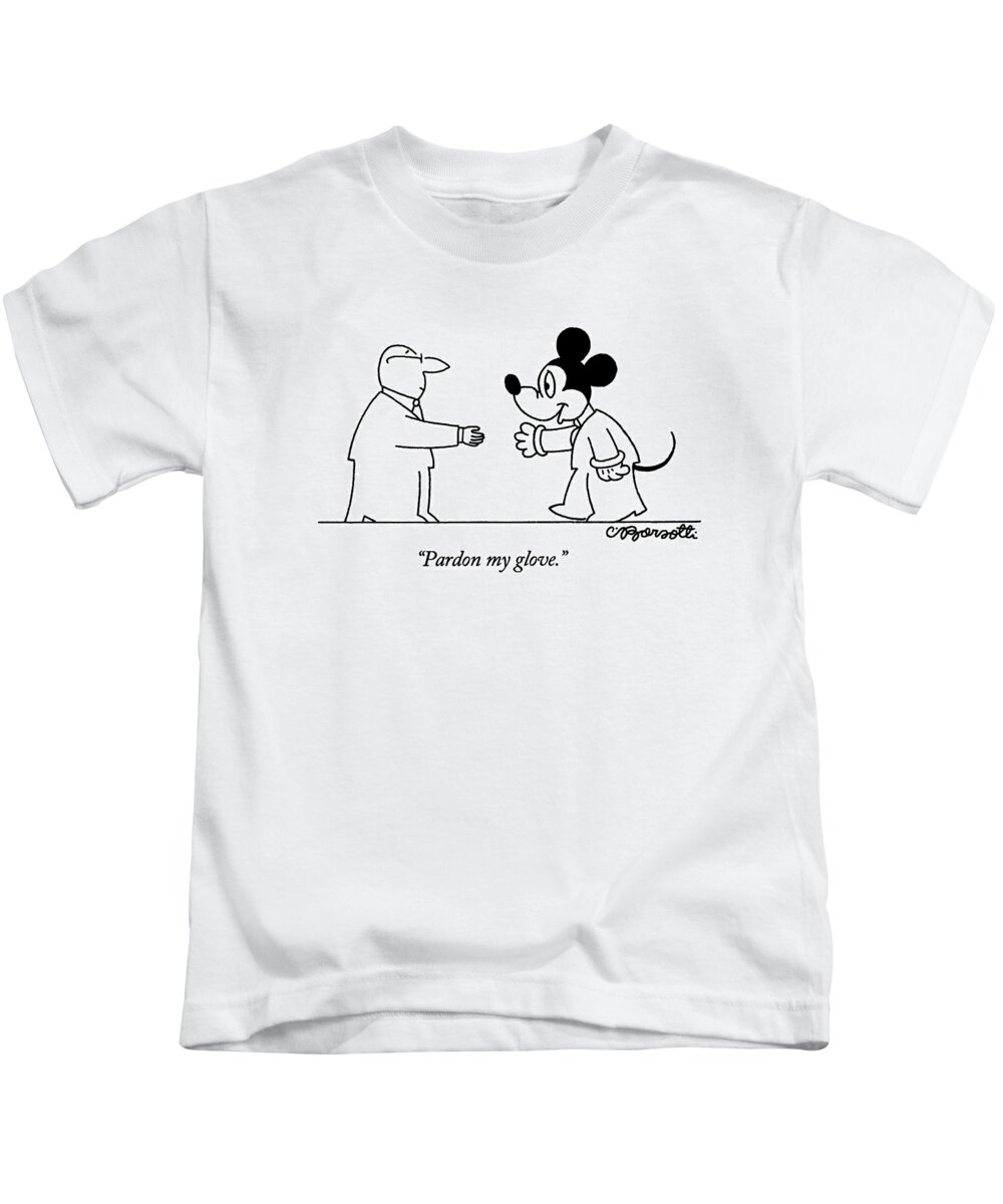 
Entertainment Kids T-Shirt featuring the drawing Pardon My Glove by Charles Barsotti