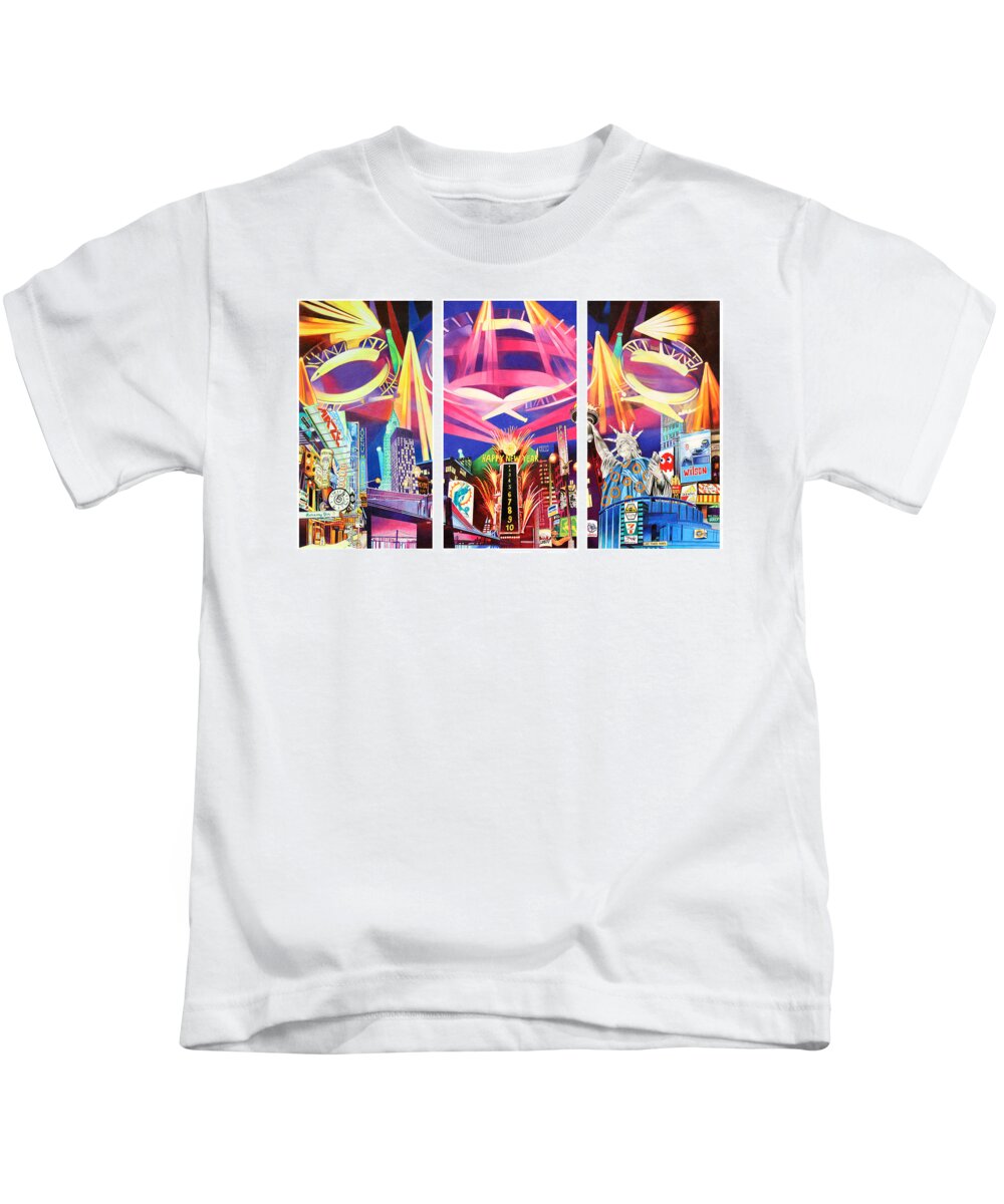 Phish Kids T-Shirt featuring the drawing Phish New York for New Years Triptych by Joshua Morton