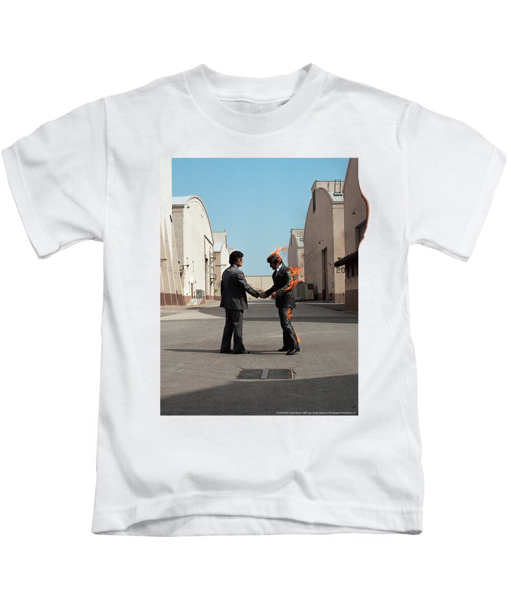 Pink Floyd Kids T-Shirt featuring the digital art Pink Floyd - Wish You Were Here by Brand A