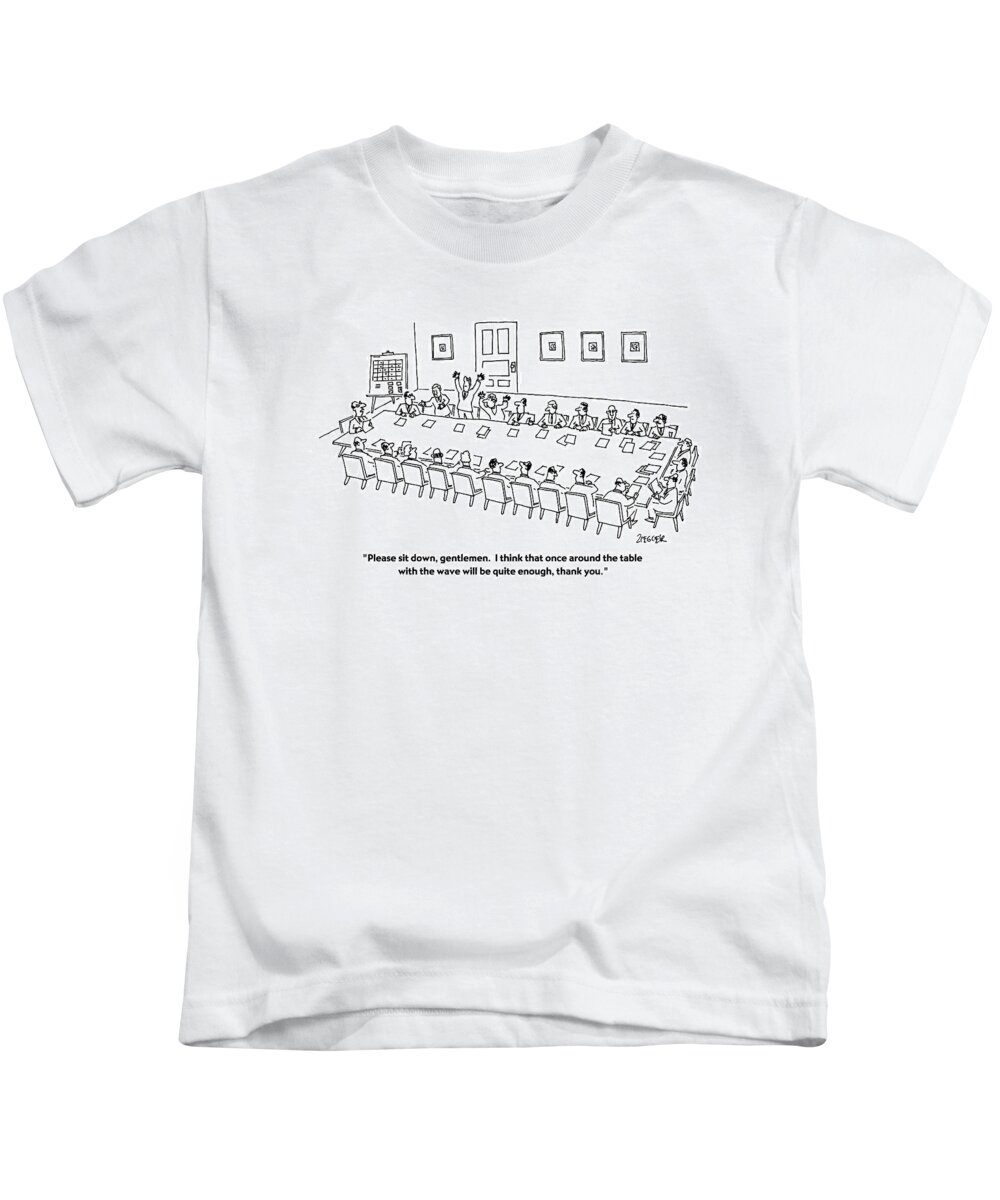 Triumph Kids T-Shirt featuring the drawing Please Sit by Jack Ziegler