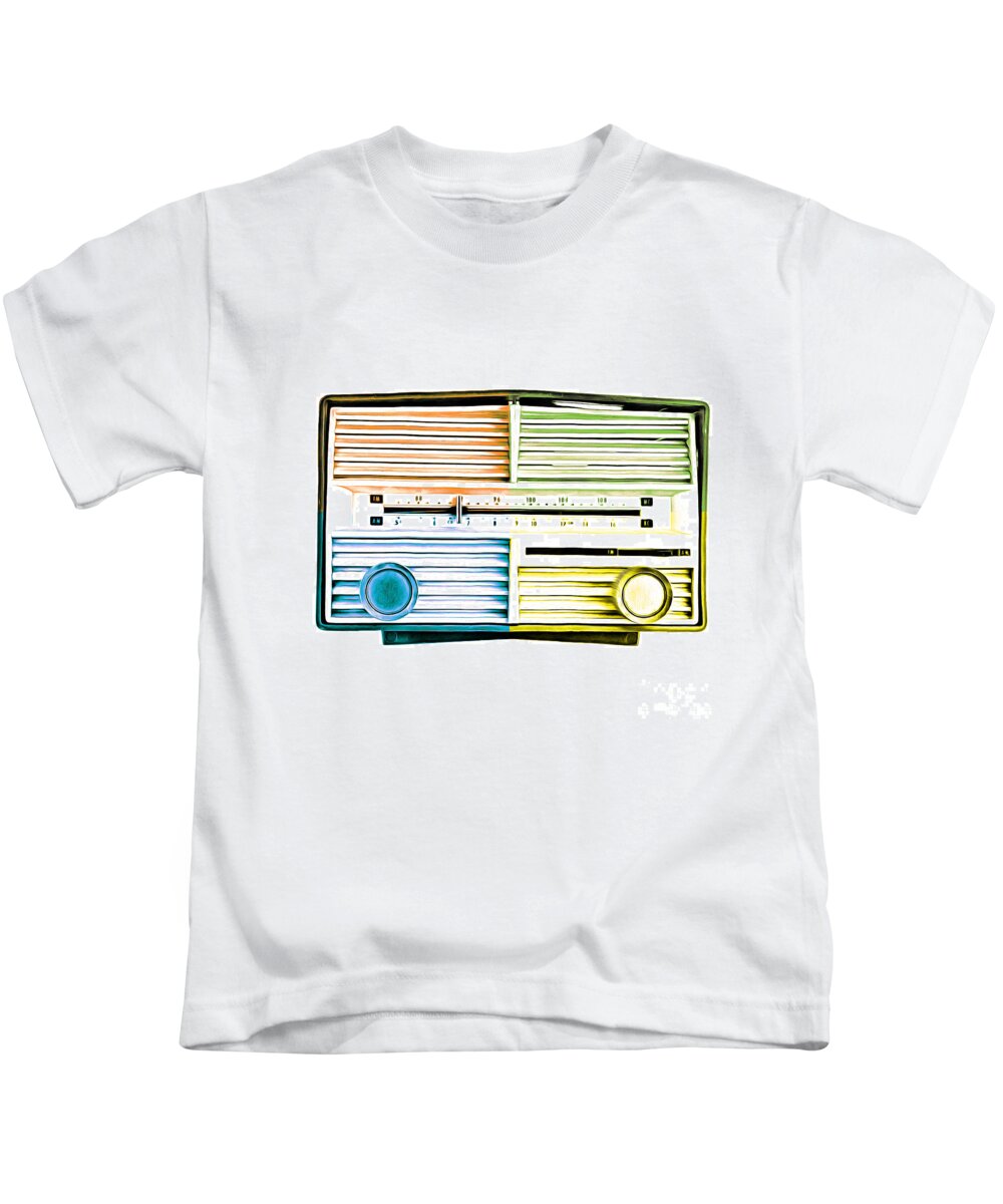 Pop Kids T-Shirt featuring the photograph Pop Art Vintage Radio by Edward Fielding