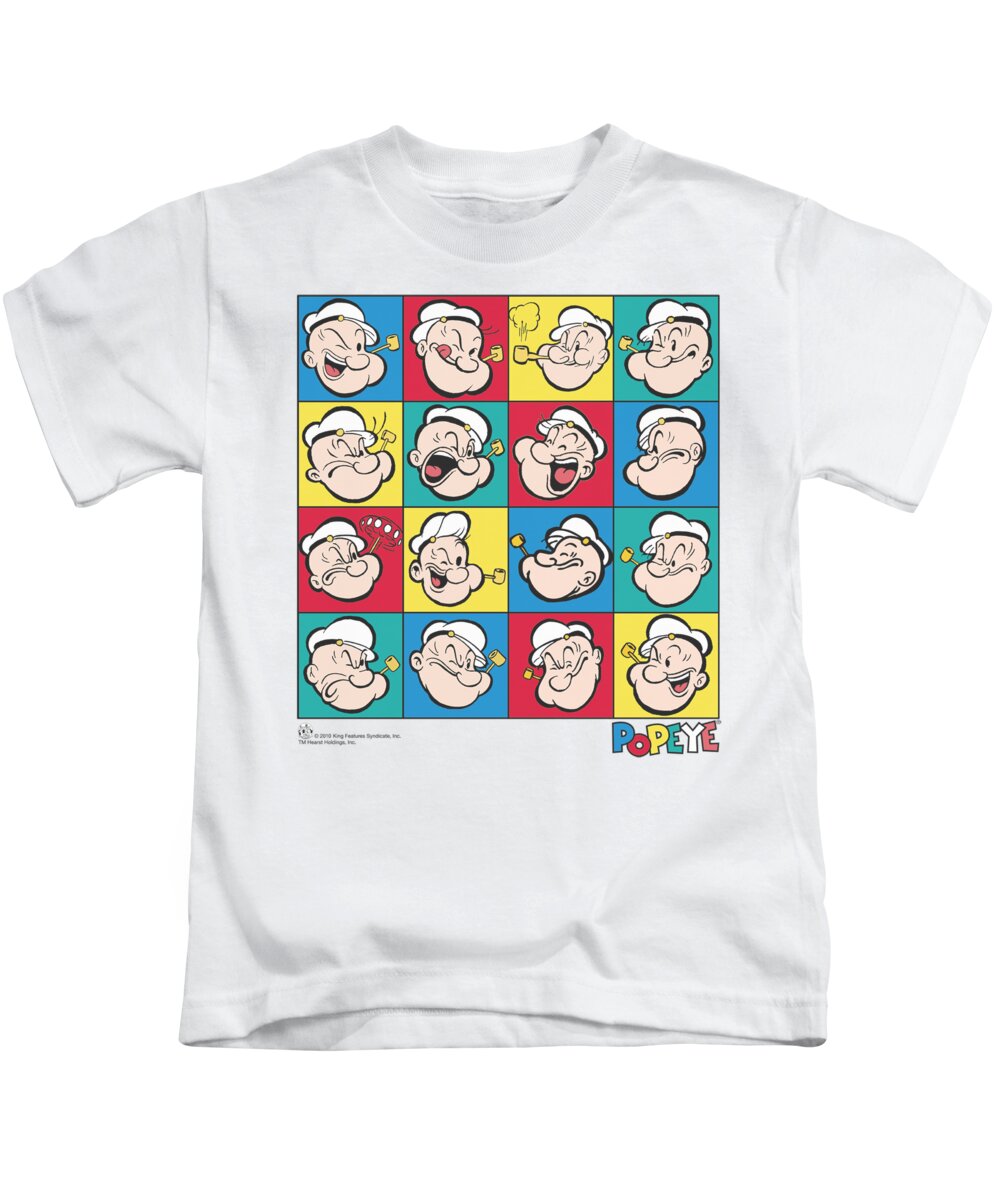 Popeye Kids T-Shirt featuring the digital art Popeye - Color Block by Brand A