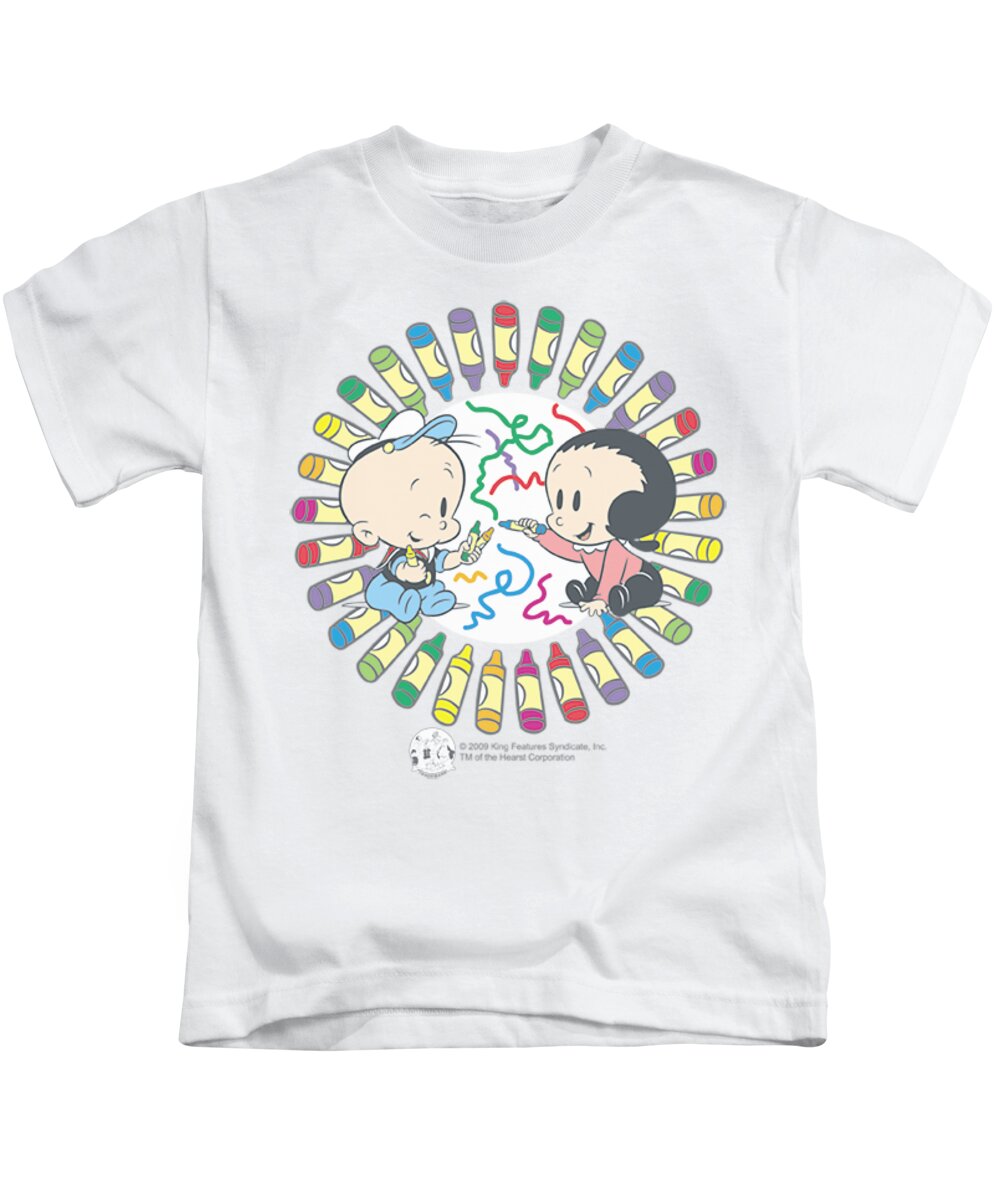 Popeye Kids T-Shirt featuring the digital art Popeye - Fun With Crayons by Brand A