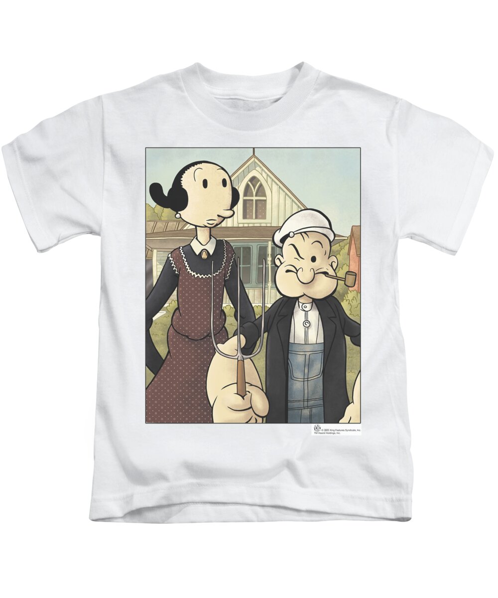 Popeye Kids T-Shirt featuring the digital art Popeye - Popeye Gothic by Brand A