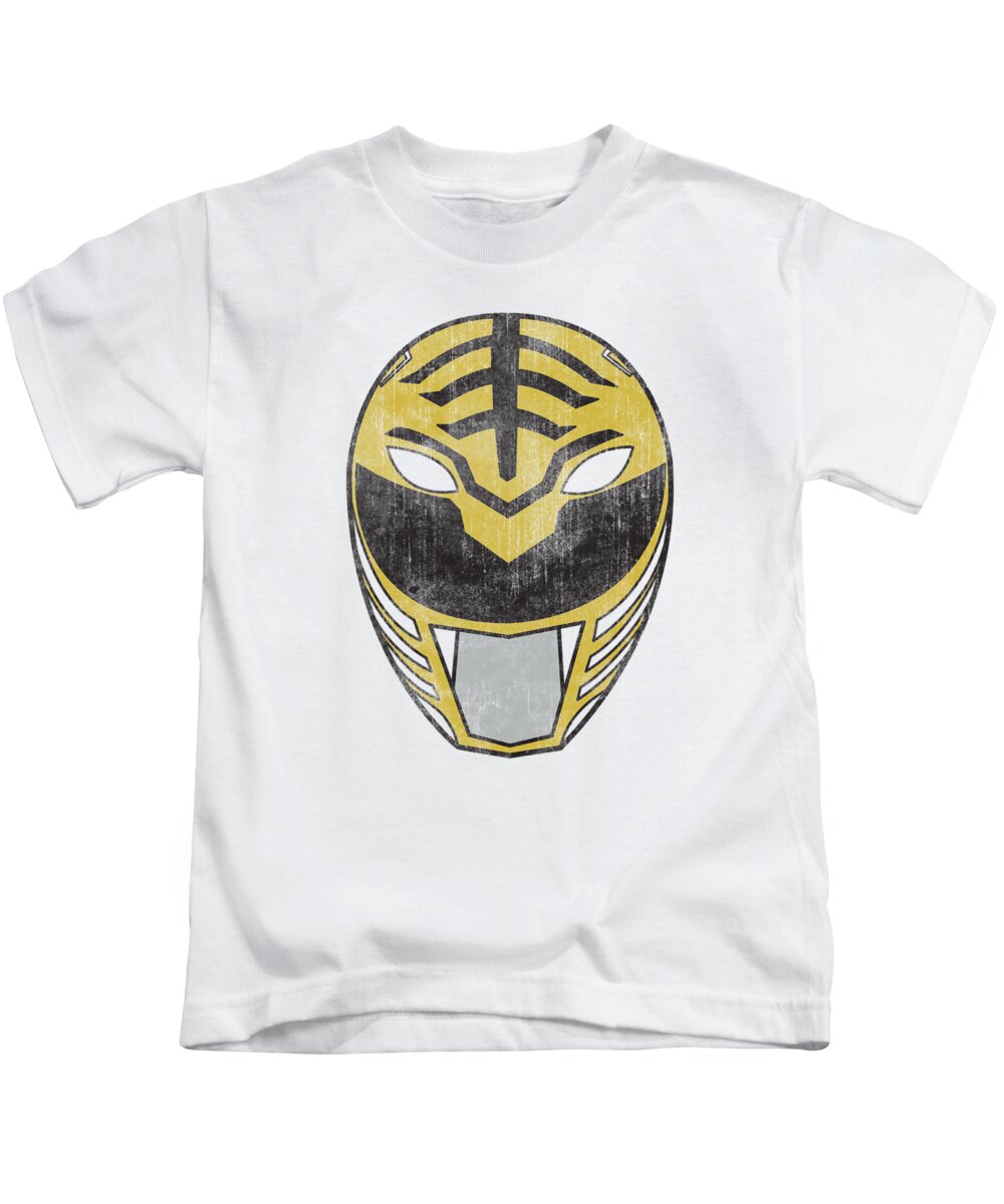  Kids T-Shirt featuring the digital art Power Rangers - White Ranger Mask by Brand A