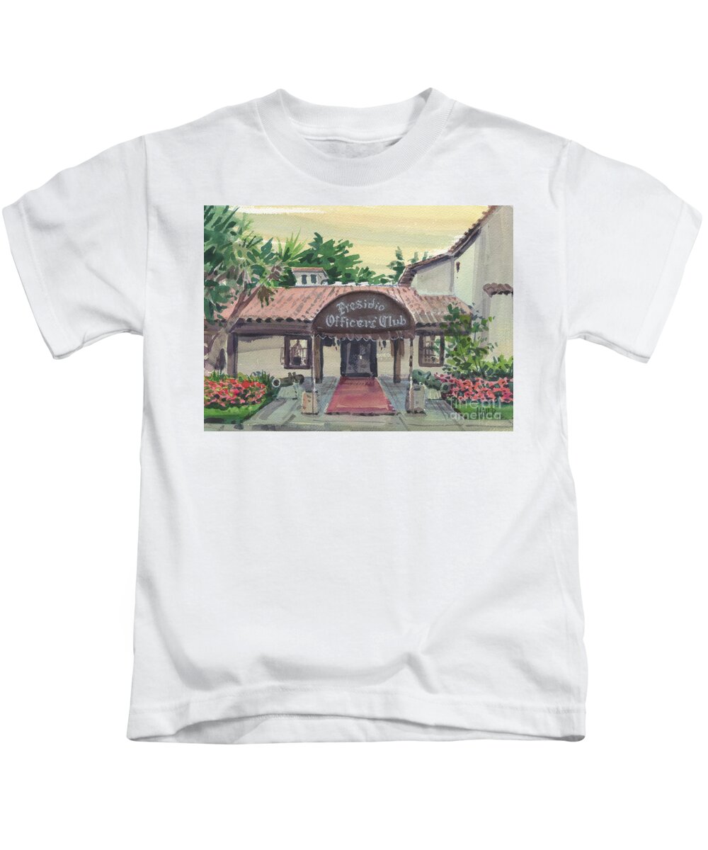 San Francisco Kids T-Shirt featuring the painting Presidio Officers' Club by Donald Maier