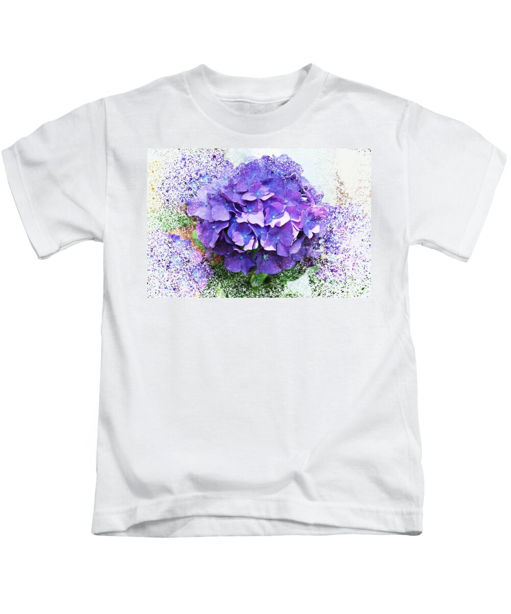 Hydrangea Kids T-Shirt featuring the photograph Purple Hydrangea Abstract by Judy Palkimas