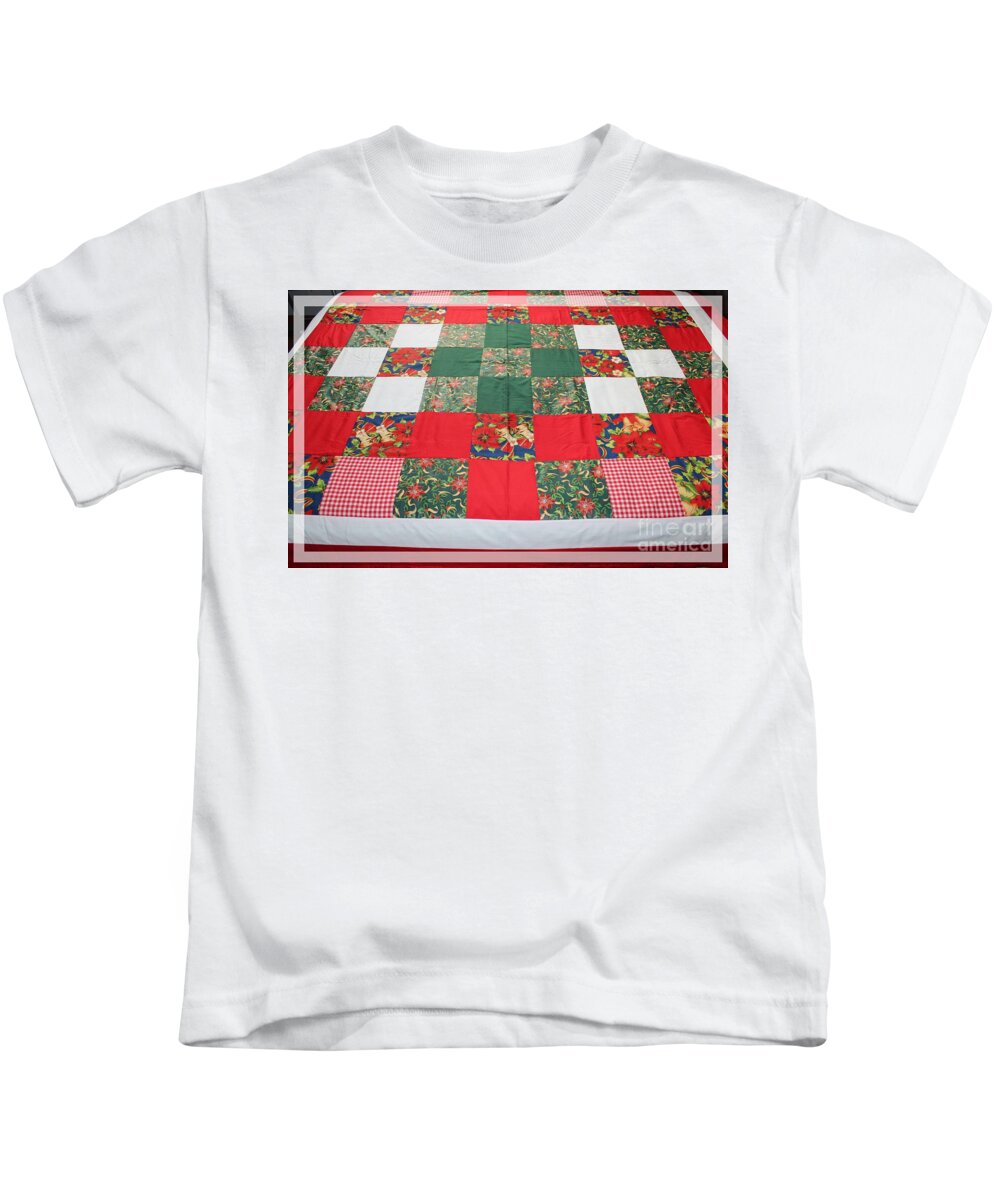 Quilts Kids T-Shirt featuring the tapestry - textile Quilt Christmas Blocks by Barbara A Griffin