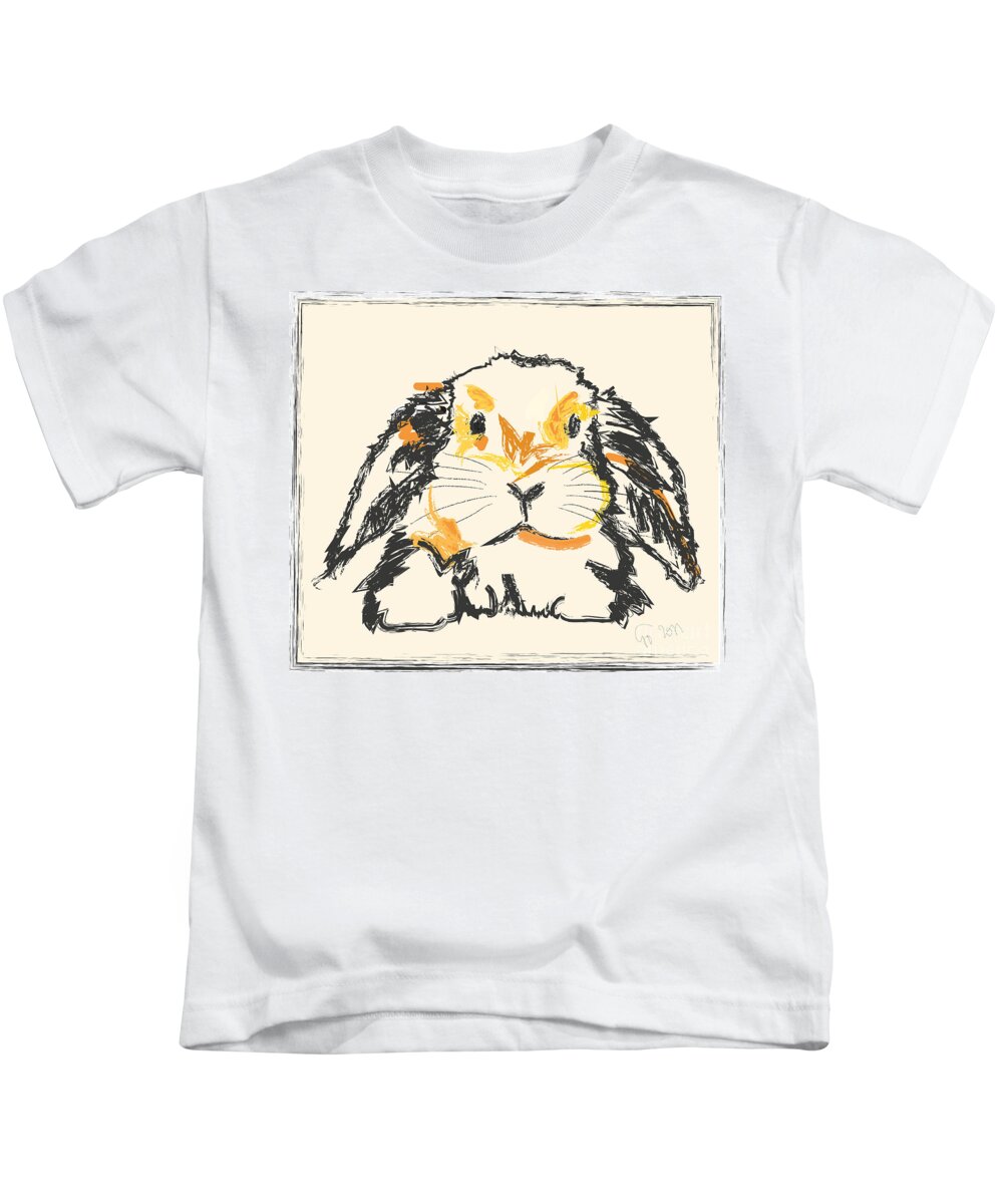 Pet Kids T-Shirt featuring the painting Rabbit Jon by Go Van Kampen