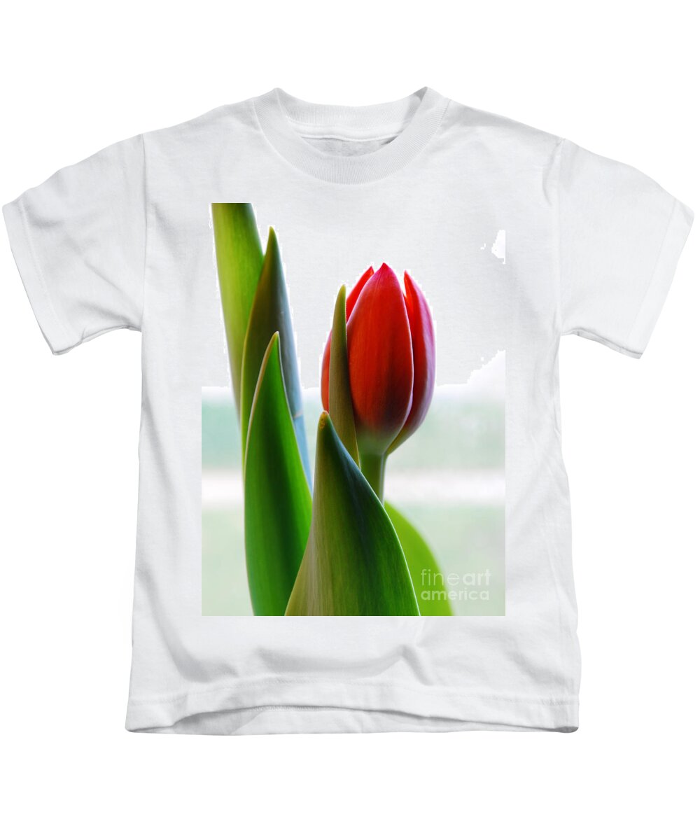 Tulip Kids T-Shirt featuring the photograph Red Tulip Day 1 by Nancy Mueller