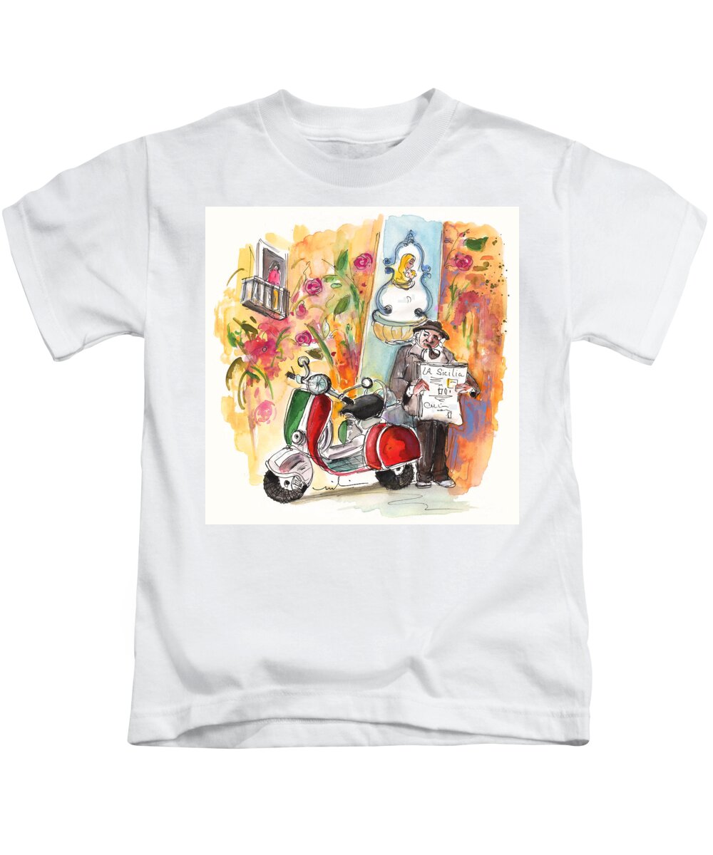 Travel Kids T-Shirt featuring the painting Romeo and Juliet in Sicily by Miki De Goodaboom