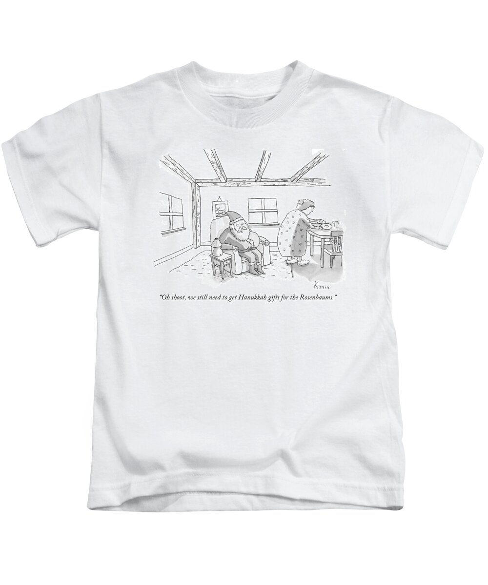 #faaAdWordsBest Kids T-Shirt featuring the drawing Santa To Wife by Zachary Kanin