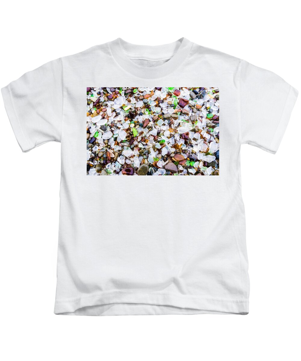 Sea Glass Kids T-Shirt featuring the photograph Sea Glass Treasures At Glass Beach by Priya Ghose