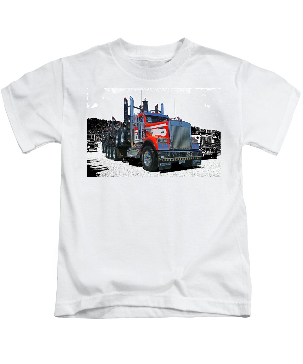 Trucks Kids T-Shirt featuring the photograph Semi Trucks CATR3120-13 by Randy Harris